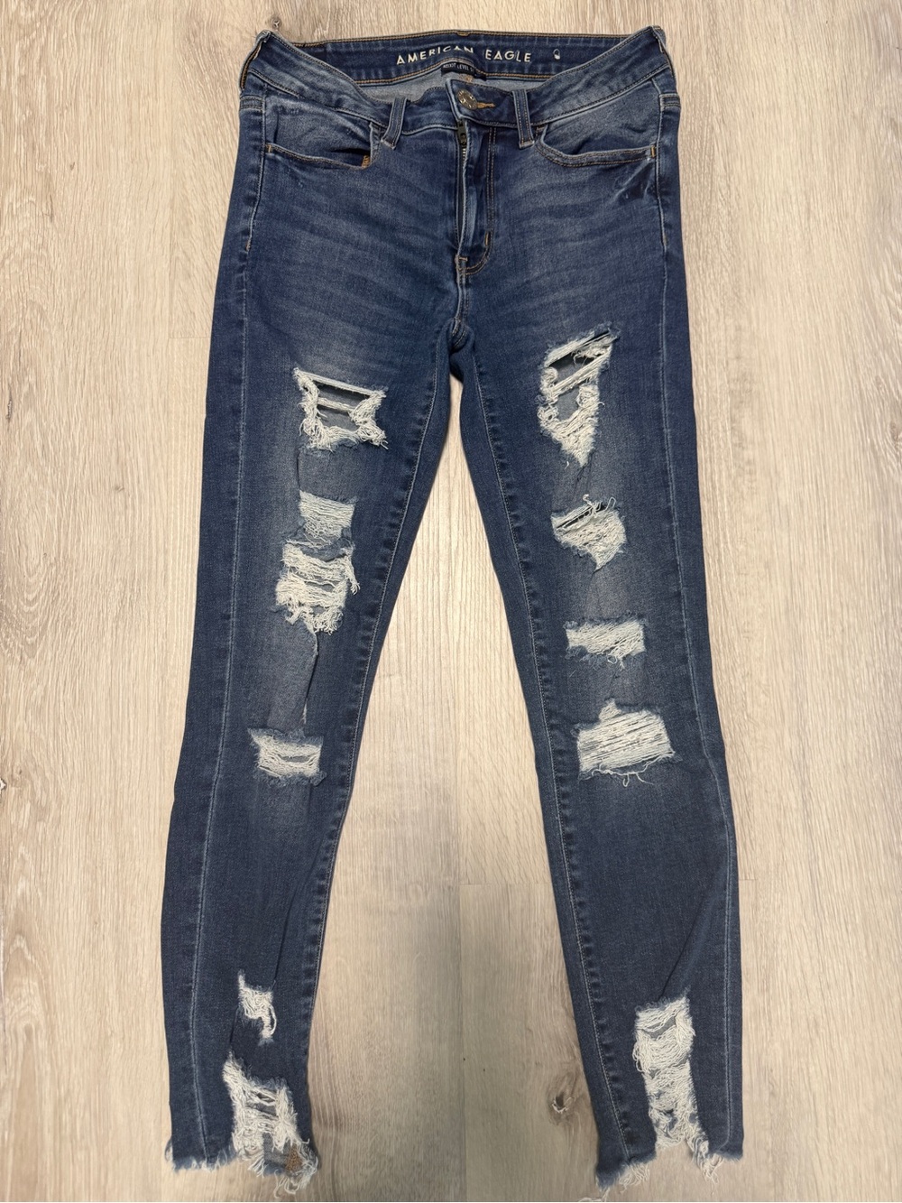 American Eagle Outfitters Women's Dark Blue Distressed Jeans Jegging Crop 6R